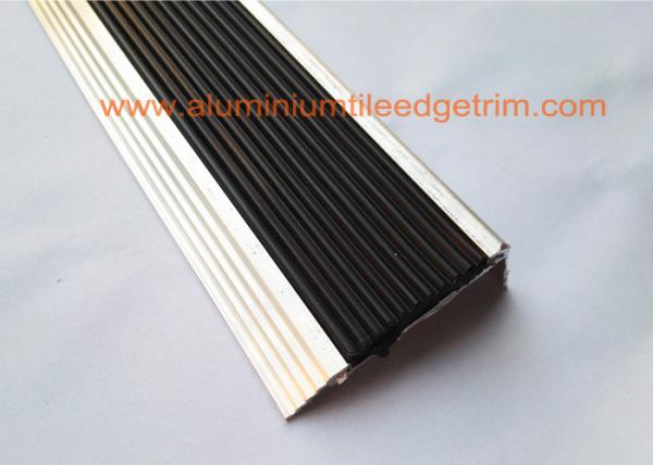Anti Slip Aluminum Stair Nosing , Stair Safety Treads Nosings With Black PVC Rubber