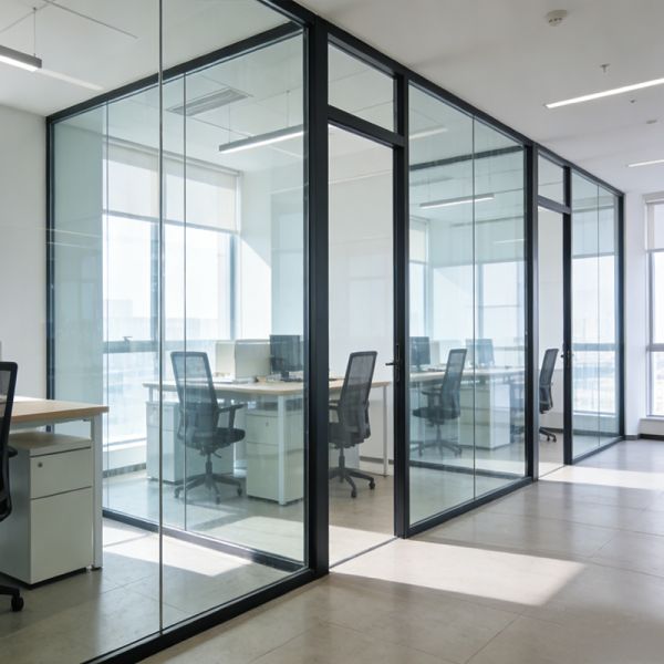 Office Partition Aluminium Profile Transparent Glass Office Divider Partition Wall