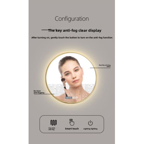 Modern Premium 32-Inch Anti-Fog Touch Switch Wall Mirror Aluminum Frame for Luxurious Bathroom Design Apartments Hotels