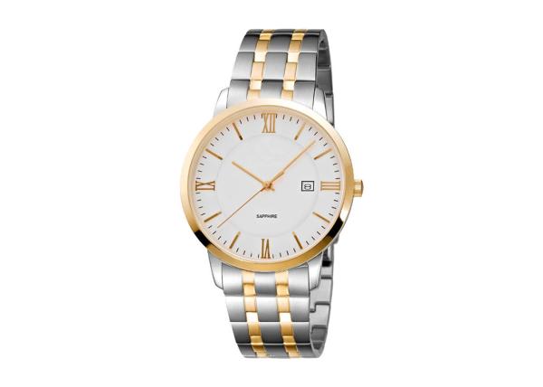 Three Hand Gold Tone Mens Stainless Steel Watches Durable With Changeable Strap