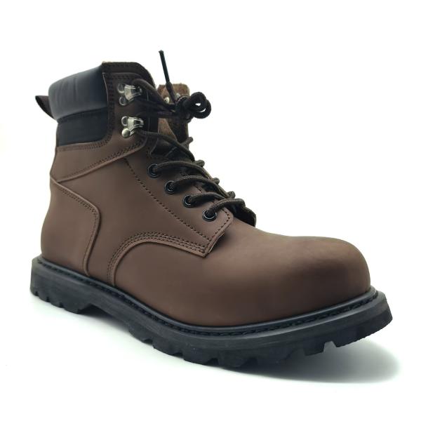 Botas marrones de cuero genuino Martin Botas medianas de Goodyear Welt Botas casuales