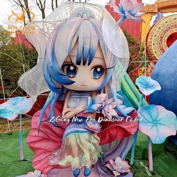 Waterproof Silk Chinese Festival Lantern Steel Frame Material