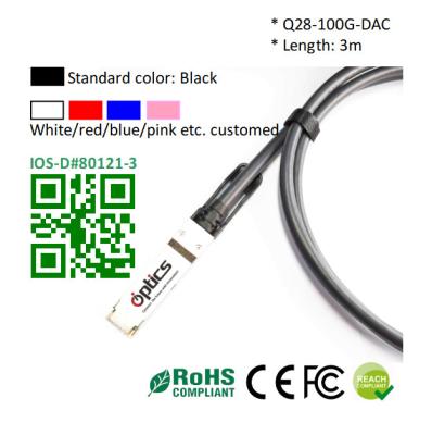 QSFP28-100G-DAC3M 100G QSFP28 To QSFP28 Sfp Passive Dac Patch Cable 3M