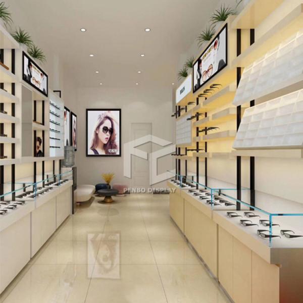 Cabinet de mur de vitrine d'ODM Sunglass avec du bois solide épais de 8mm