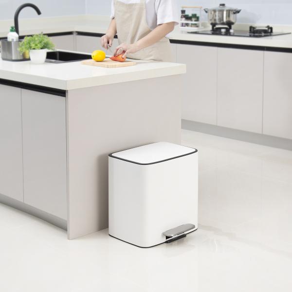 11.5L*2 Stainless Steel Soft Close Square Pedal Trash Bin for Living Room and Office Silver Foot Pedal Structure Design