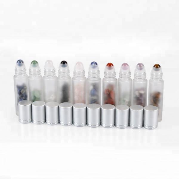 Crystal Ball Gemstone Glass Roller Bottles With Gemstone Chips Inside