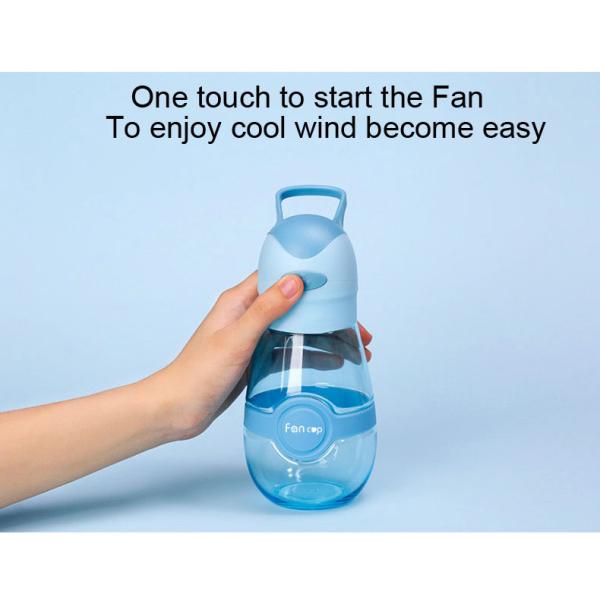 Plastic shaker outdoor sports water cup with mini fan 400ml