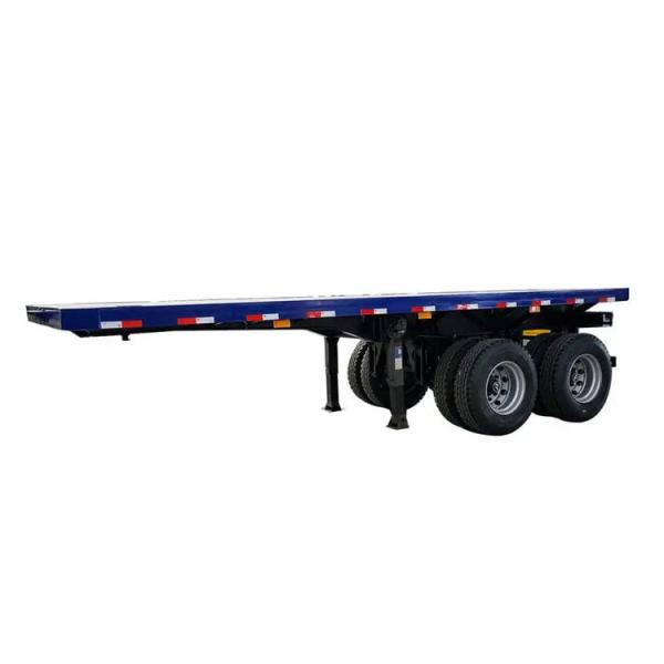 Plataforma de contêineres de 40 pés Semi-reboque de cama plana com parede frontal em design pesado