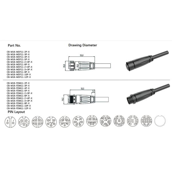 500V Nylon M16 imperméable à l'eau connecteur mâle femelle IP67 réducteur industriel machines agricoles
