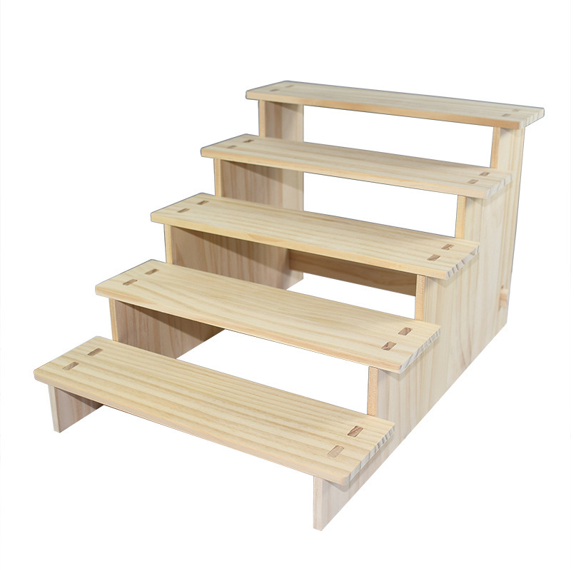 Solid Wood 2-Tier String Storage Rack Widened Ladder Hairpin Display Rack for Baby Bracelets and Hand Jewelry