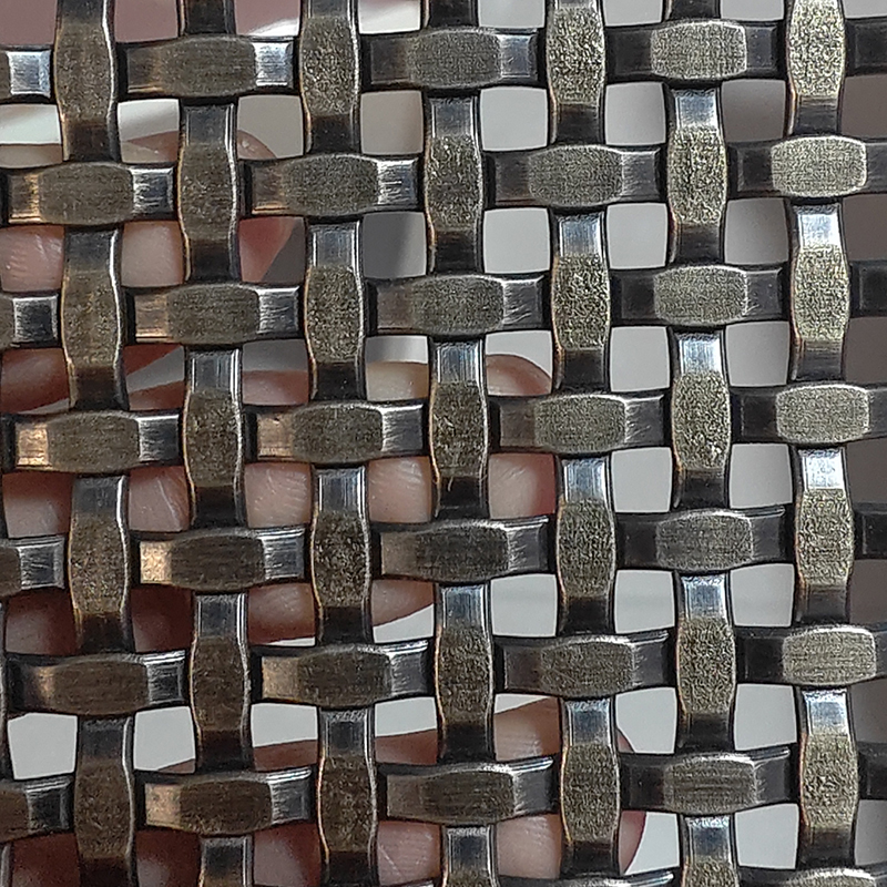 Rigid bronze Architectural Facade Stainless Steel Antique Brass Woven Wire Grill Panel Partitions Inserts Fabric Home Metal Decorative Mesh for Cabinet Doors