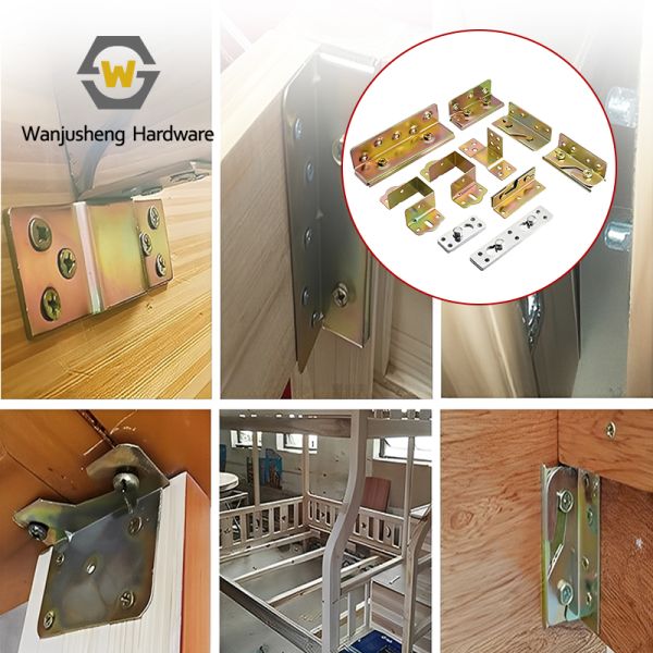 Galvanized Hardware Kit for Metal Bed Rail Frame Fasteners Foot Plates Brackets Hooks and Furniture Accessories