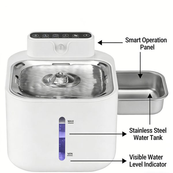 Pet Water Fountain Automatic Quiet Filtered BPA-Free Dispenser, Bulk Wholesale OEM For Multi Pet Use