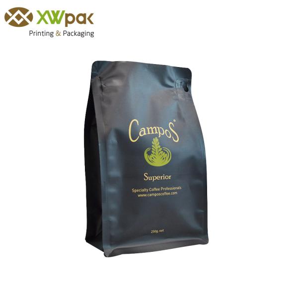 os sacos da embalagem do café da parte inferior 250g lisa com válvula levantam-se a prova do ar do ANIMAL DE ESTIMAÇÃO do malote