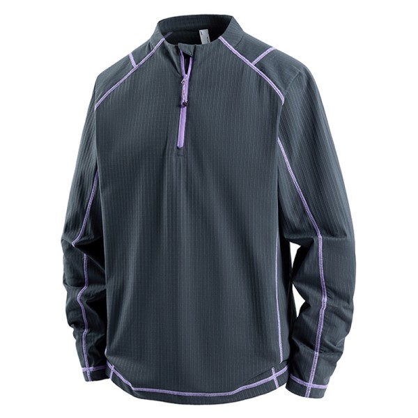 Half Zip Stand Collar Quick Dry Cycling Long Sleeve Knit Top, Custom OEM ODM Sport Tee