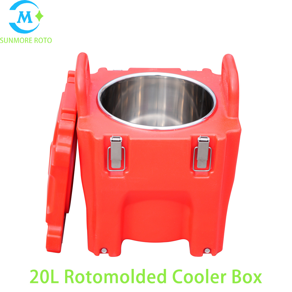 SUNMORE ROTO 20L Red Rotomolded Portable Insulated Cooler Box, Small Thermal Storage Container For Outdoor Camping Fishing Food Transport