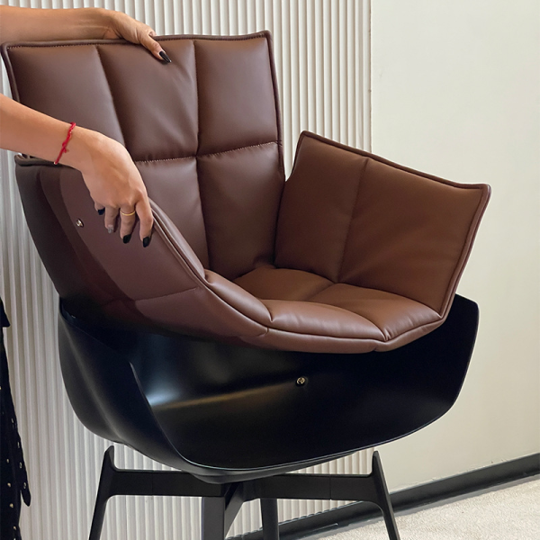 OEM PU Leather Portable Soft 360 Degree Swivel Chair Single Person Backrest Hospital Bedroom Living Room Dining Leisure Rotating