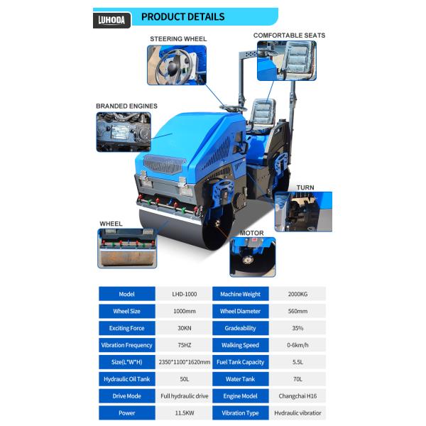 Low Price 2 Ton Road Roller Vibrating Compaction Vibratory Rolller Machine Asphalt Ride on Mini Compactor Road Roller