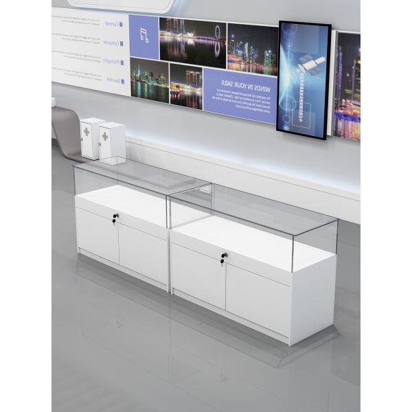 Full Vision Glass Retail Display Case Tempered Glass Counter For Jewellery Shop