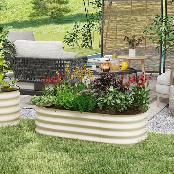 Galvanized Raised Garden Bed Kit Box 3.4*2*0.92 FT Metal Outdoor Flower Bed Steel Patio Ground Planter For Planting