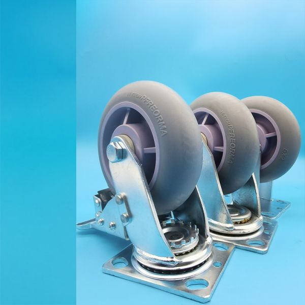 Superior Floor Protection Industrial heavy duty Load-Bearing TPR rubber core casters singel 4 Braking Rigid Swivel  Food Service and Hospitality