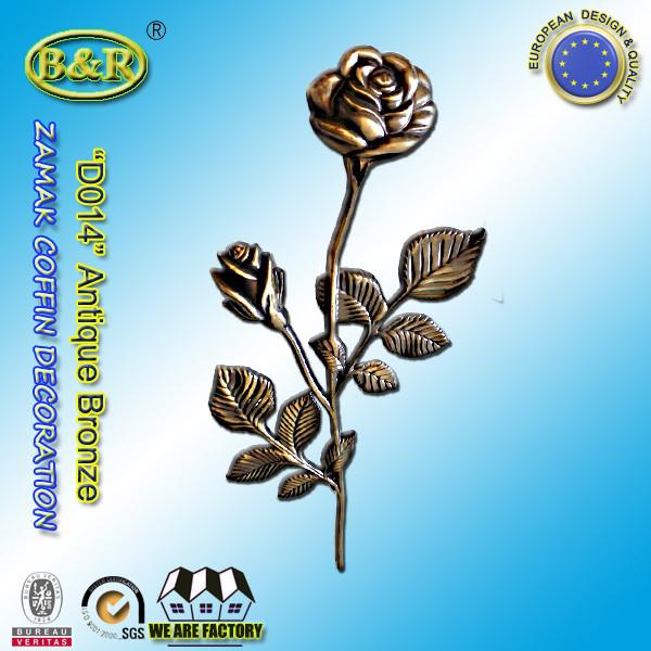 Zamak Rose Metal Coffin Fitting D014 Gold Silver Or Bronze Zamak Material Zinc Alloy 39*18cm