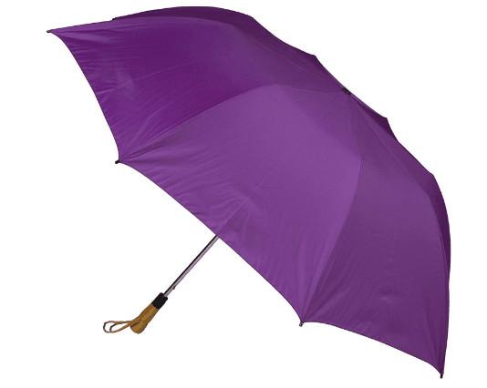 Purple Ladies Long Handle Golf Umbrella Wooden Handle Steel Frame 190T Pongee Fabric