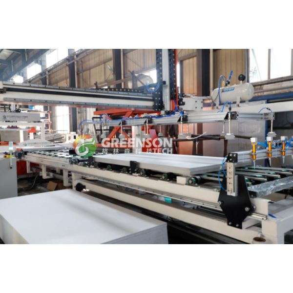 Full Auto Gypsum Board Saw Line High Efficiency Dust Free Cutting For 1200 Mm*3000 Mm Boards