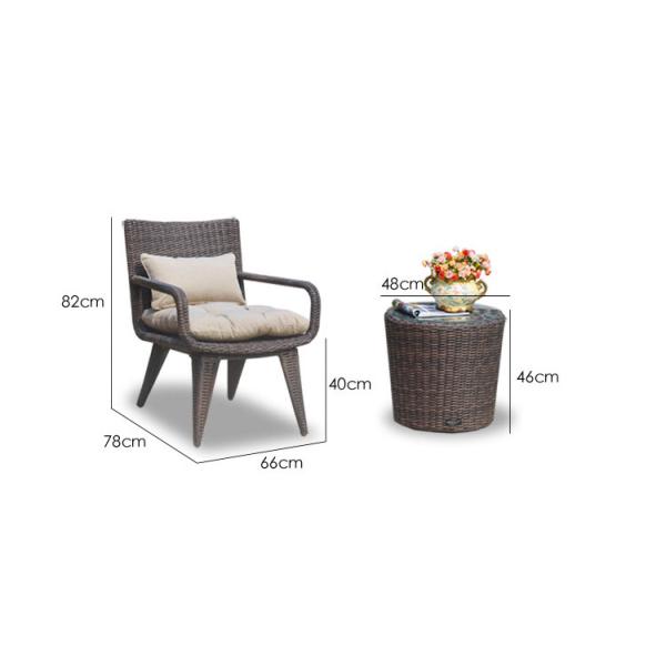 Modern Design Woven PE Rattan Armchair and Dining Table Set for Outdoor Villa Balcony