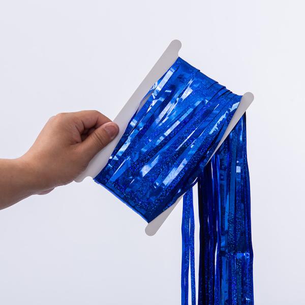 3x3m Metallic Foil Fringe Curtain 300cm Blue Tinsel Curtain Custom