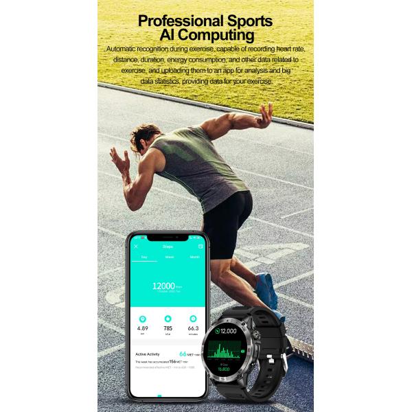 2024 HK08 AMOLED Smart Watch with GPS, Compass, Altimeter for Men
