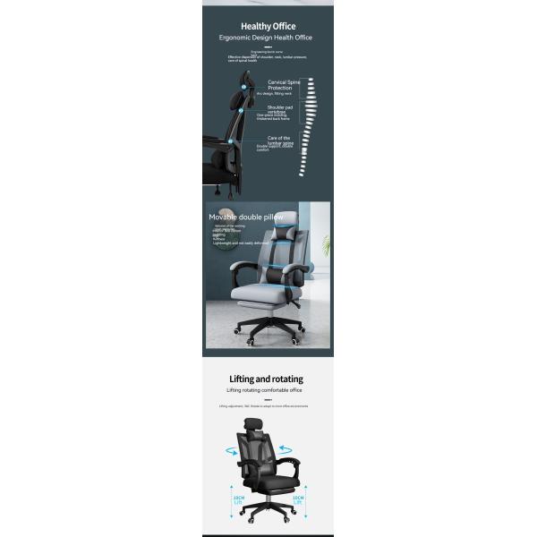 High Back Mesh Rolling Swivel Reclining PC Chair Metal Gaming Chair for Home Office