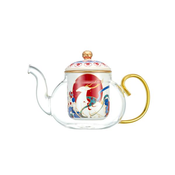 Ready To Ship In Stock Customized Glassware Teapot Set With Ceramic Inner Container One Teapot And Four Cups