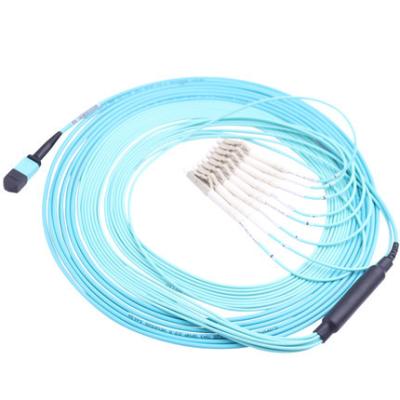 Female 12 Cores LC MM MPO Fiber Optic Patch Cord Round