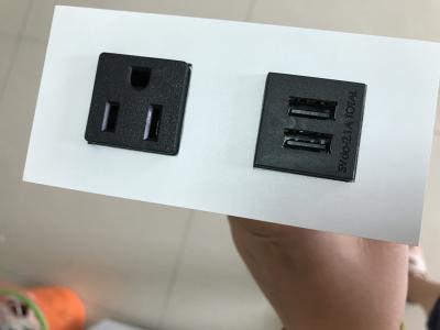 Soquetes de poder escondidos do Desktop com 1 tomada/2 porta usb, tomada de poder de aço inoxidável do Tabletop das placas dianteiras