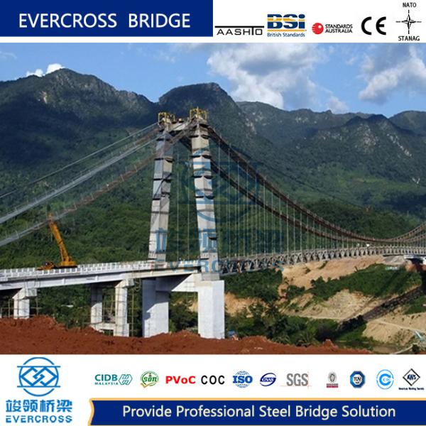 Large Span Metal Suspension Bridge OEM Steel Concrete Bridge For Railway