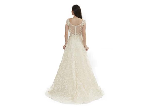 Beige Color Applique Long Wedding Dresses For Women Maxi Floor Length