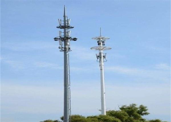 60m Silver Radio Antenna Tower Q235B / Q345B Steel Max 250 Km / H Speed