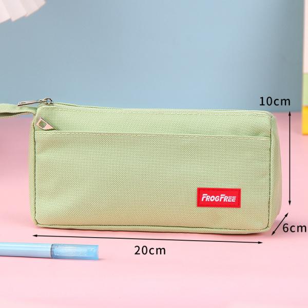 Creative Large Capacity Pencil Case in Colorful Solid Canvas for School Supplies
