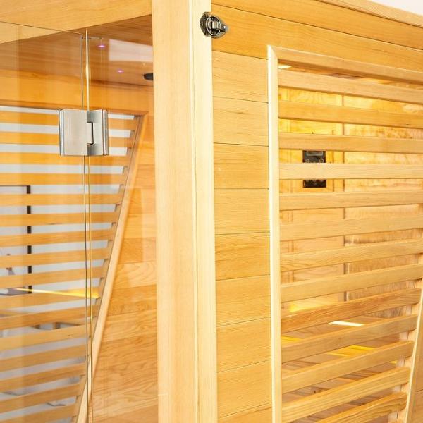 Indoor 3KW Hemlock Wood Traditional Steam 2 Person Sauna Room Luxurious