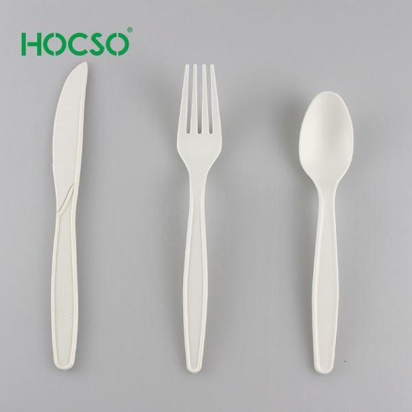 Rice white PLA biodegradable cutlery Disposable spoon fork and knife with Trade Assurance