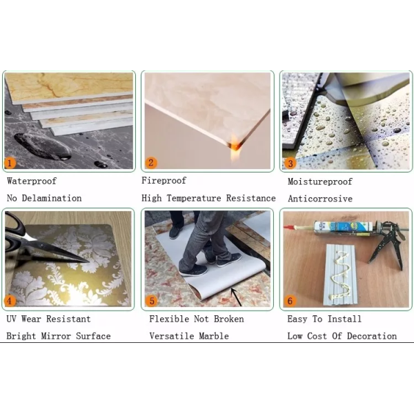 Pvc Marble Alternative Board Uv Coating Lastic Marble Sheet for Wall Panel Floor Decoration
