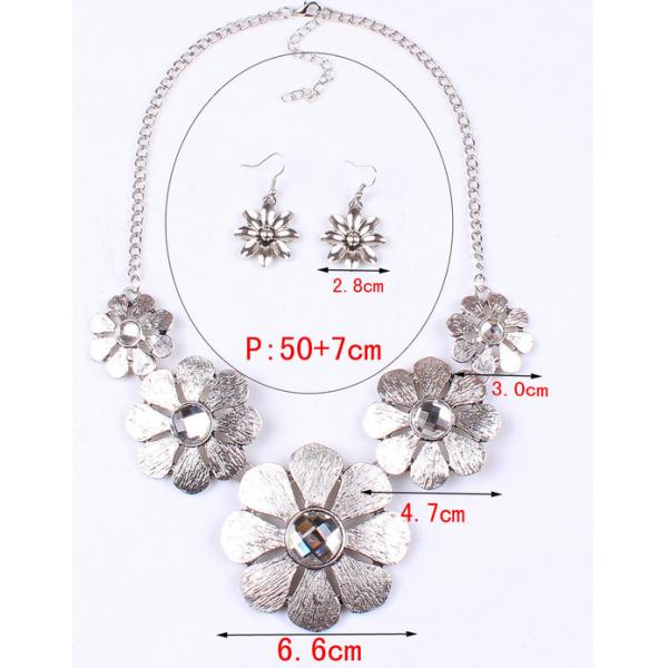 European and American Fan exaggerated necklace cross necklace antique silver petals