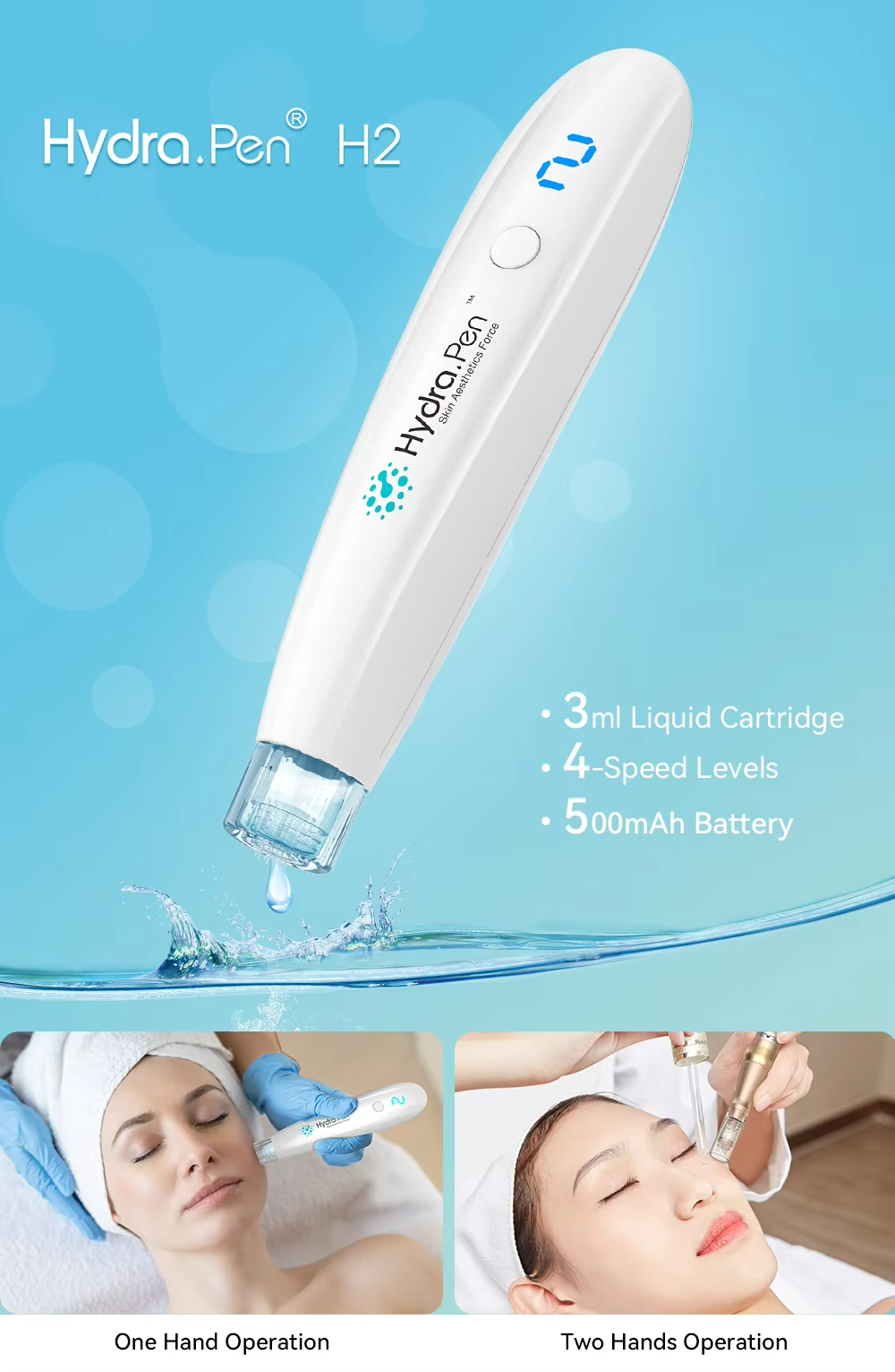 Professional Electric Microneedle Derma Pen with Stainless Steel Needles and 4-Level Speed Control for Skin Rejuvenation and Hydration