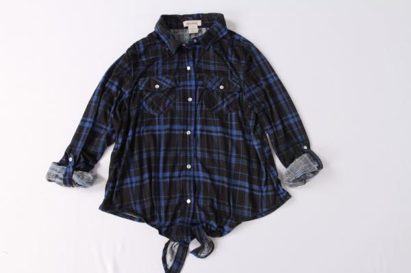 Ladies 3 Color Plaid Shirts Spring And Autumn New Style Bandage Design