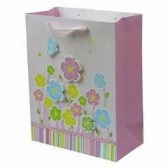 Saco de papel imprimindo colorido cor-de-rosa delicada impresso fresco de Hnadle da flor para o presente