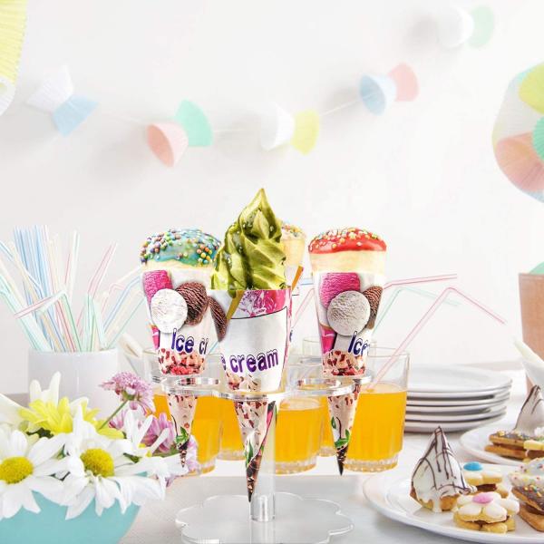 Acrylic Ice Cream Cone Holder Stand Support Paper Cup Cake Rack 8-Hole Capacity