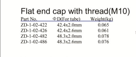 stainless steel handrail end cap with thread/stainless steel flat end cap with thread that used for building
