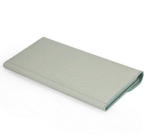 Light Green Stylish Leather Wallet 19*10*2cm With Multiple Card Compartments