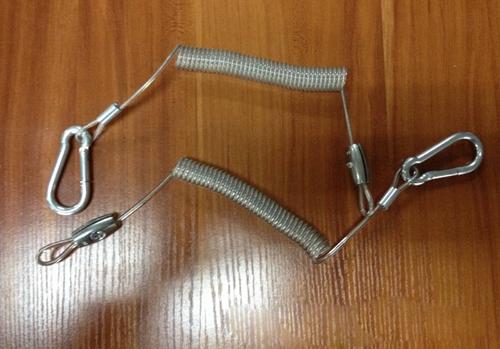 Fishing safety line boating lanyard steel cable security wire lanyard with plastic clip an